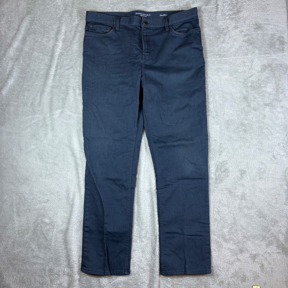 Banana Republic Pants Men 36x32 (Fits 36x30) Traveler Slim Fit Navy Blue Stretch